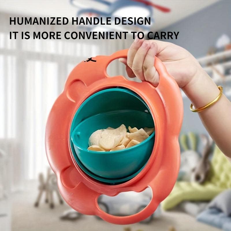 360-Degree Rotating Bowl - Spill-Proof, Anti-Scald Feeding Dish with Lid & Handles - Perfect for Youngsters & Youngsters - Ideal Christmas or Halloween Gift