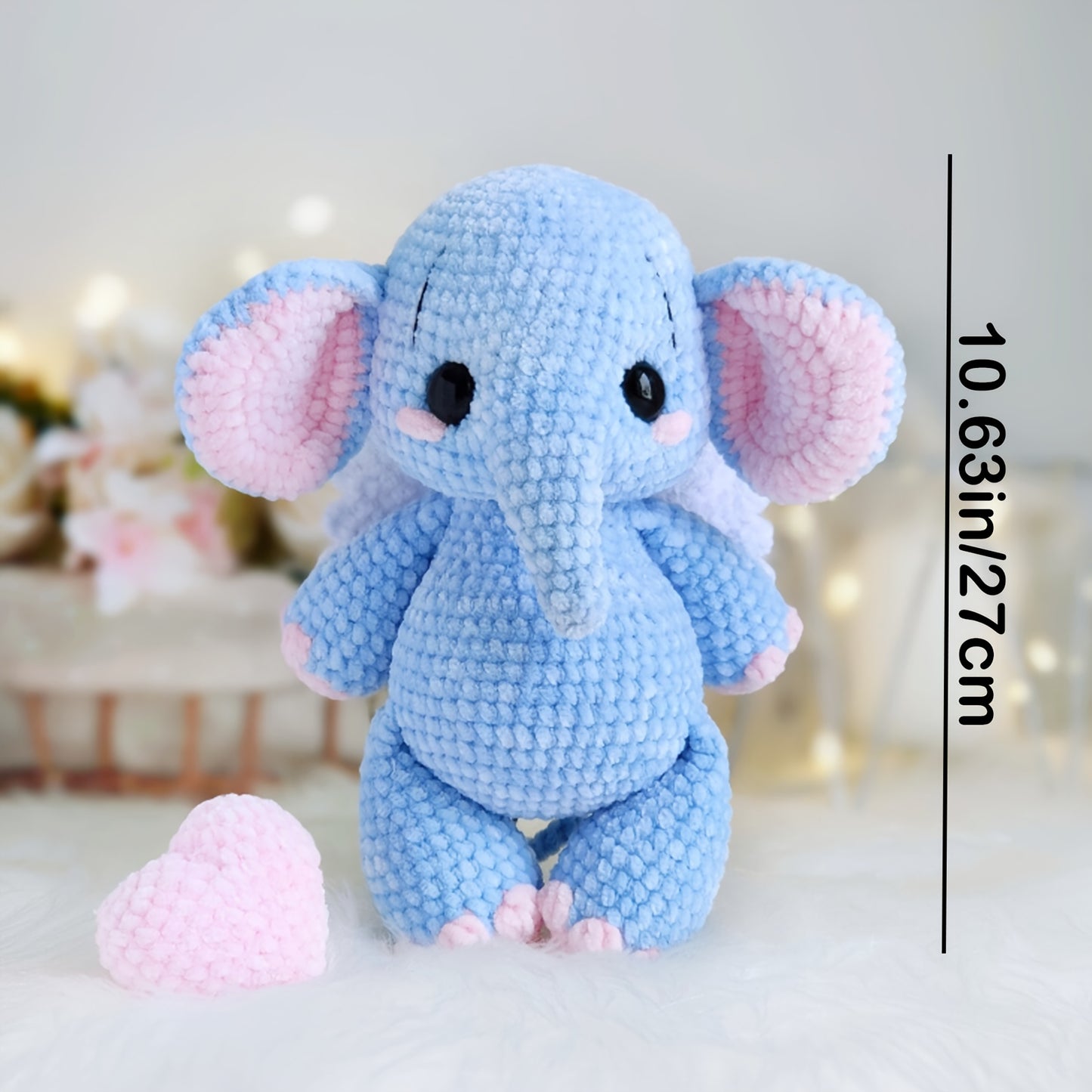 Adorable Blue & Pink Crochet Elephant Kit - DIY Craft for Home Decor, Accessories | Easy-to-Use, Perfect Gift for Birthdays, 1pc