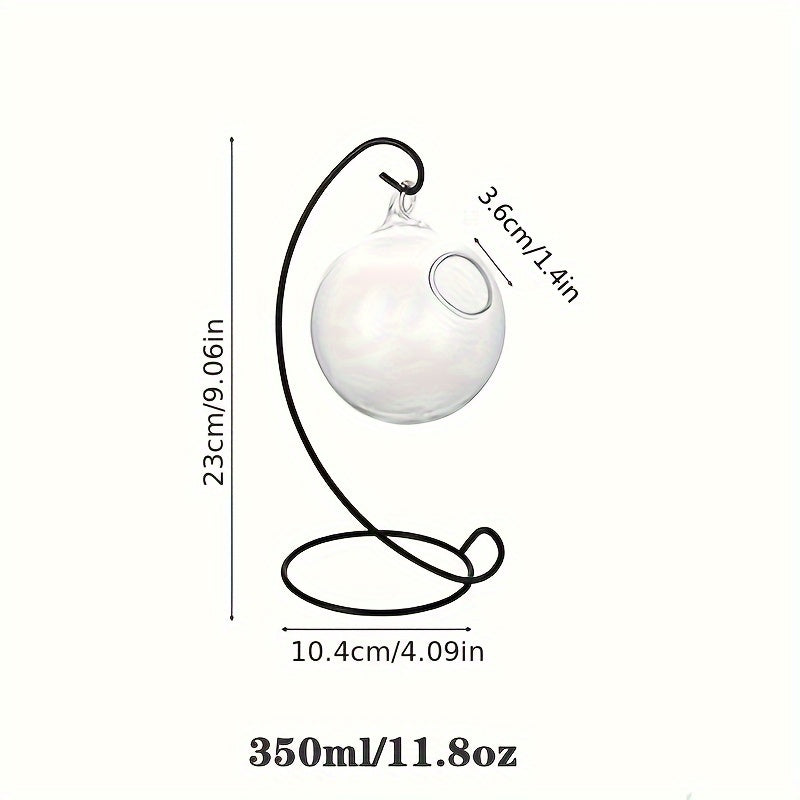 1pc 11.8oz Hanging Cocktail Glass with Iron Stand - BPA-Free, Reusable Martini & Wine Bar Glassware, Perfect for Summer Drinks, Hand Wash Only, Elegant Round Design for Refreshing Beverages, Summer Drinkware | Elegant Round Glass