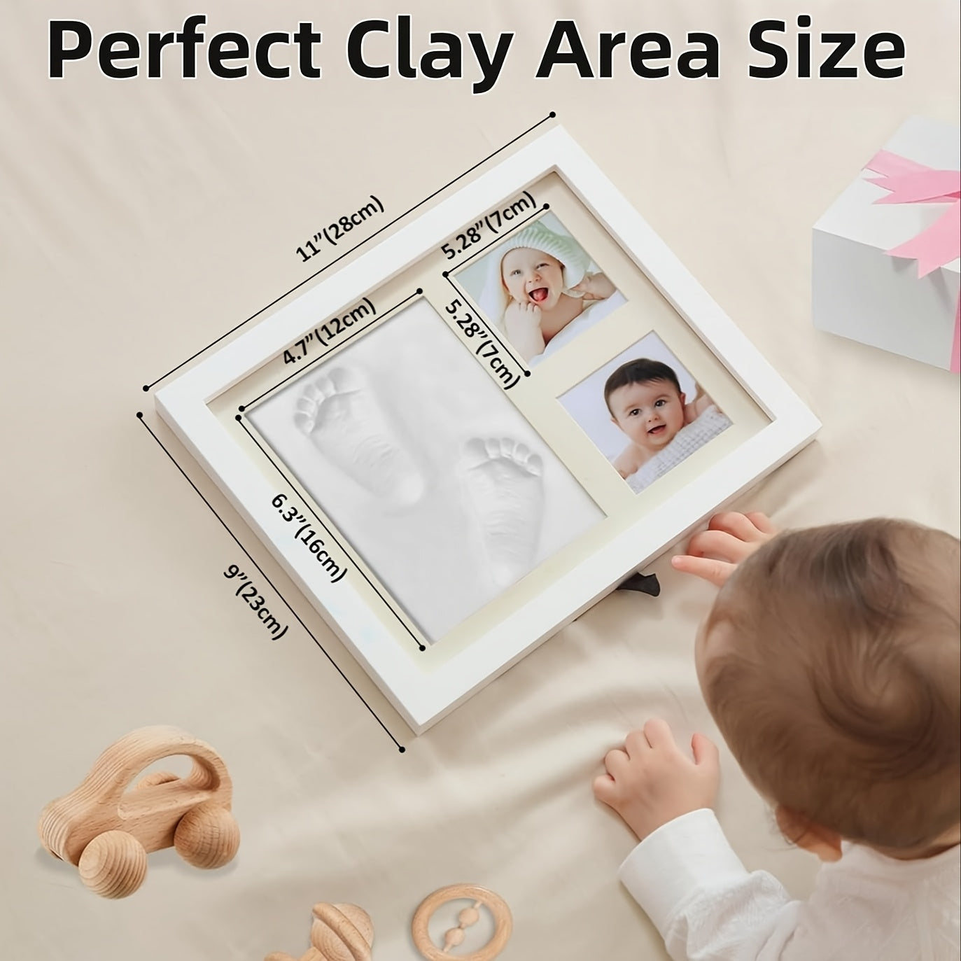 Footprint & Handprint Clay Kit, Photo Frame Kit for Girls and Boys, Shower Gifts, Registry, New Parents Gift, Perfect Memory and Nursery Room Decoration