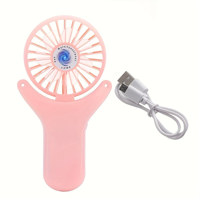 Portable USB Rechargeable Mini Fan - Compact Handheld Neck Fan with 1200mAh Battery, 3 Speed Settings, Foldable Design for Travel & Students, Lightweight Fan for Purse or Bag