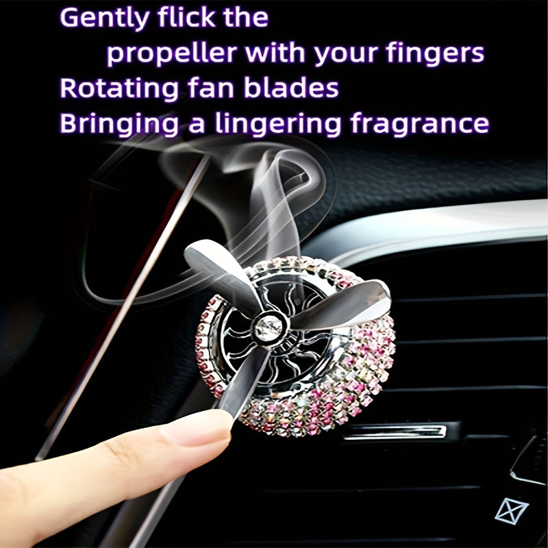 Car Air Vent Solid Perfume, Vehicle Air Freshener, Air Conditioning Fragrance Tablets, Air Force Propeller Perfume, Solid Fragrance Tablets, Rotating Fan Car Interior Decoration, Handmade Rhinestone Fragrance Tablets, Automotive Air Freshener, Interesting