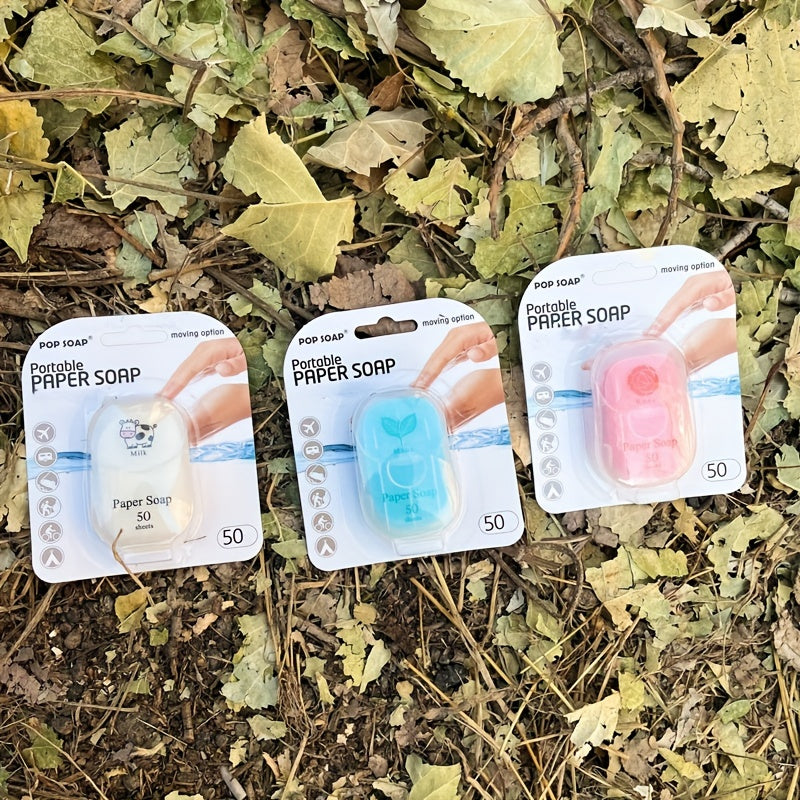 50pcs Quick-Dissolving Portable Paper Soap - Hygienic Solution for Outdoor Adventures, Camping, & Hiking - Sanitary Personal Cleaning - Travel-Friendly, Disposable