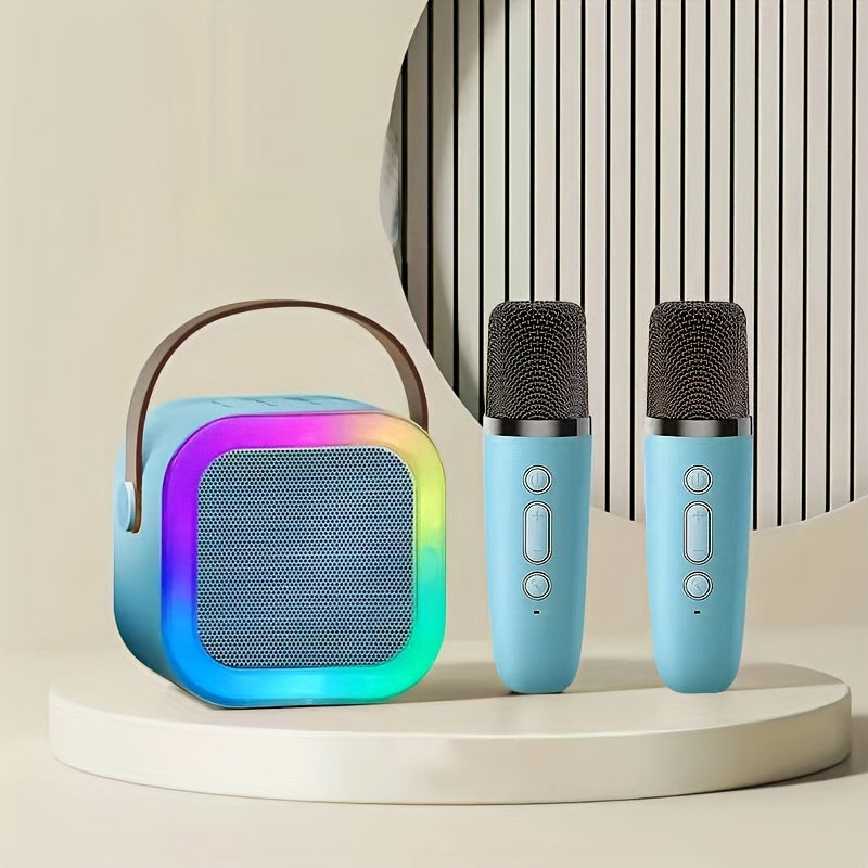 High-Performance Large Capacity Battery Ultra-Long Battery Life Better Sound Quality Colorful Speaker Microphone Integrated Home Karaoke Singing Sound System Dual Microphone Version Family Singing Party Entertainment