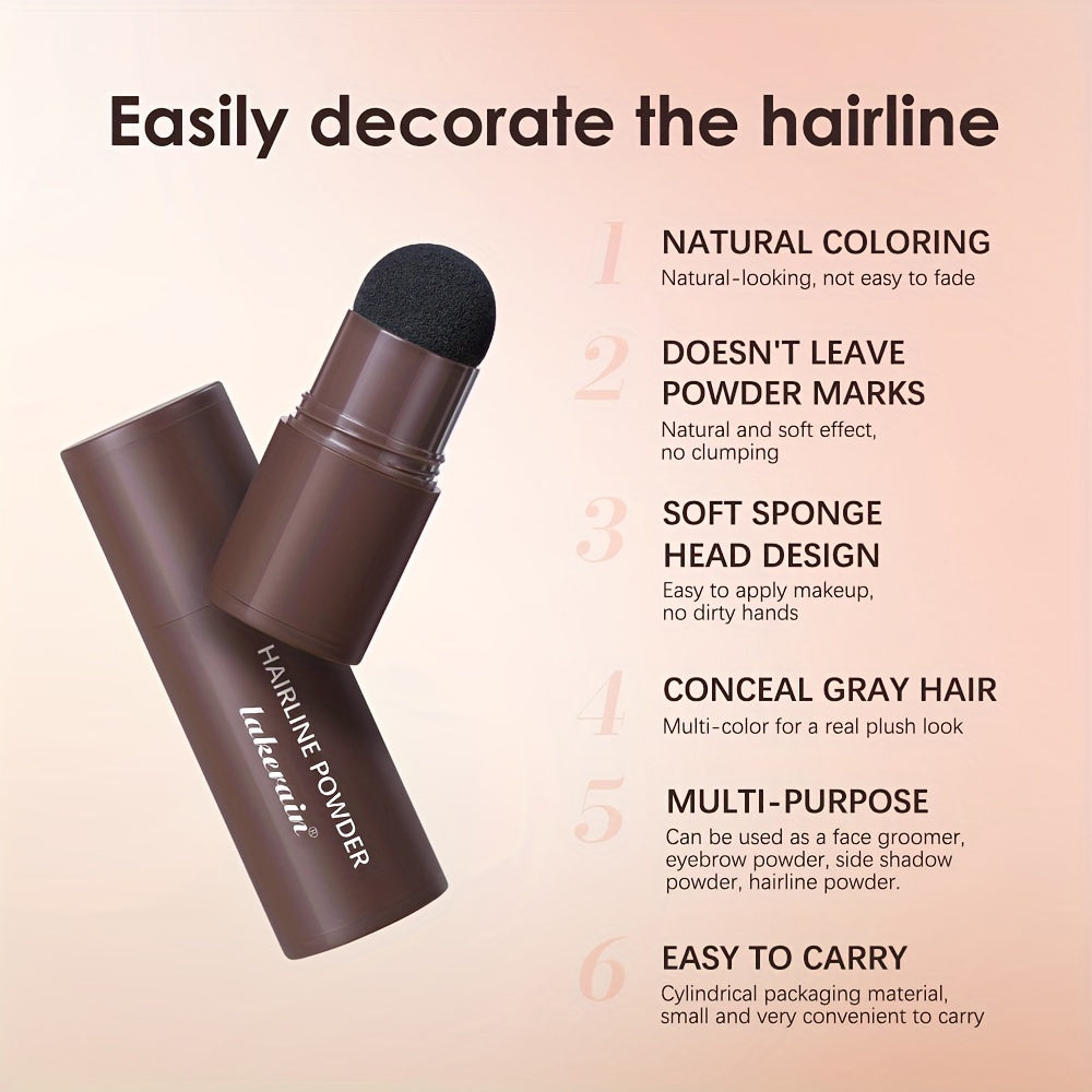 Instant Uniform Hairline Lakerain Powder Stick - Waterproof, Long-Lasting, Natural Finish Sponge Pen for All Skin Tones & Gray Root Coverage