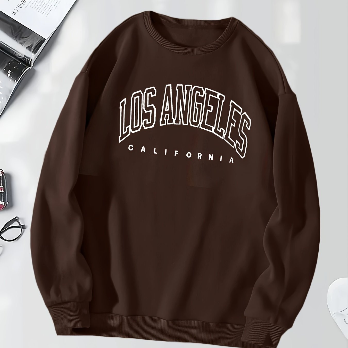 Cozy Letter Print Crew Neck Pullover Sweatshirt - Fashion Sweatshirts for Women - Soft, Casual, Long Sleeve, Fall and Winter Essential, Comfortable Women's Clothing for Everyday Wear