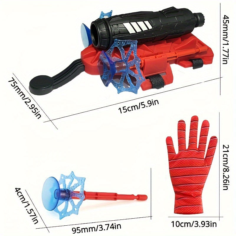 Spider Web Launcher Gloves - Red & Blue Hero Toy for Youngsters & Adults, Fun Interactive Party Game, Durable ABS Material, Perfect for Halloween & Christmas Gifts