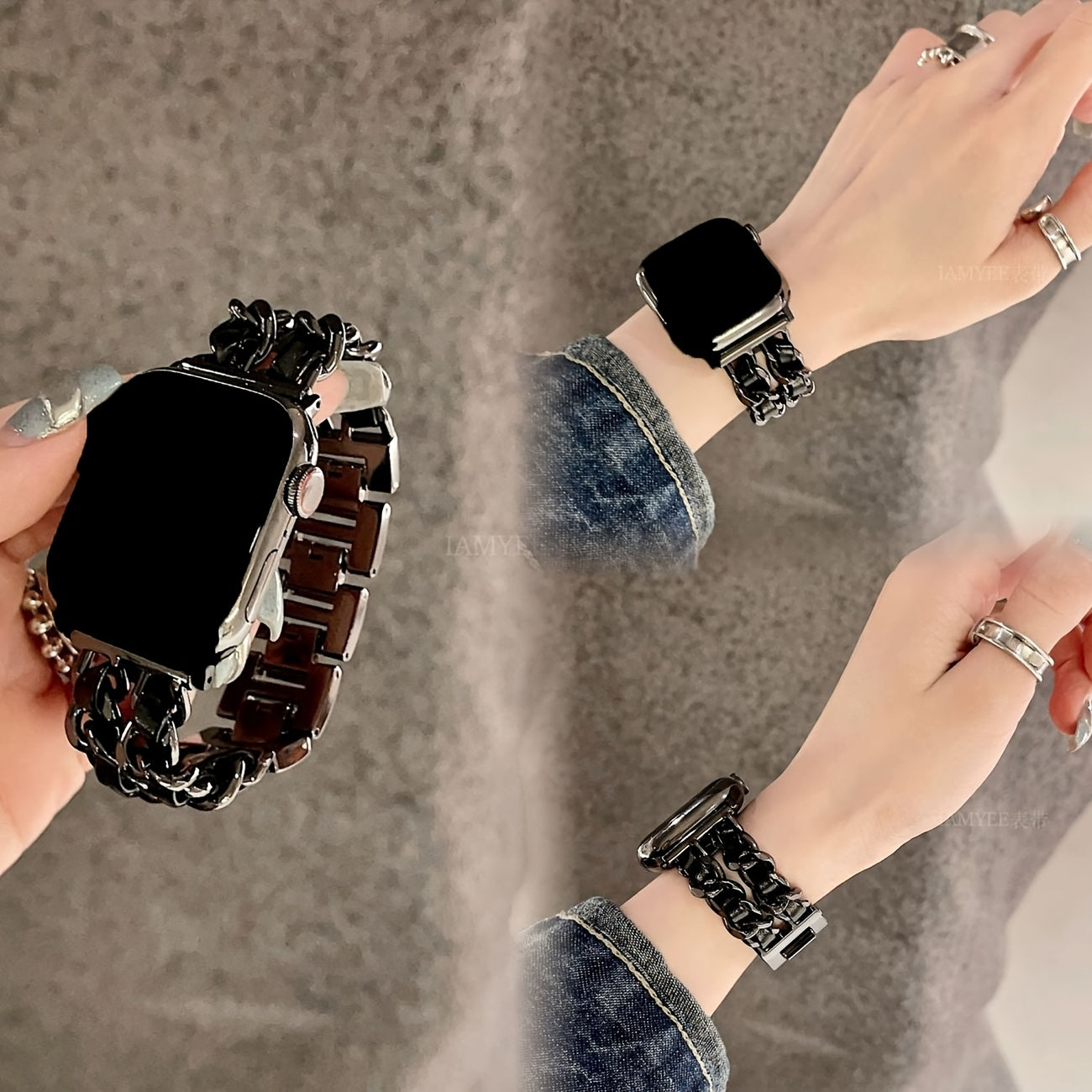 BIIFAKOO new small fragrance style metal stitched ten generations available compatible 38mm 40mm 41mm 42mm 44mm 45mm 46mm 49mm suitable for Ultra Series 10 9 8 7 7 SE 6 5 4 3 5 4 4 3 2 1