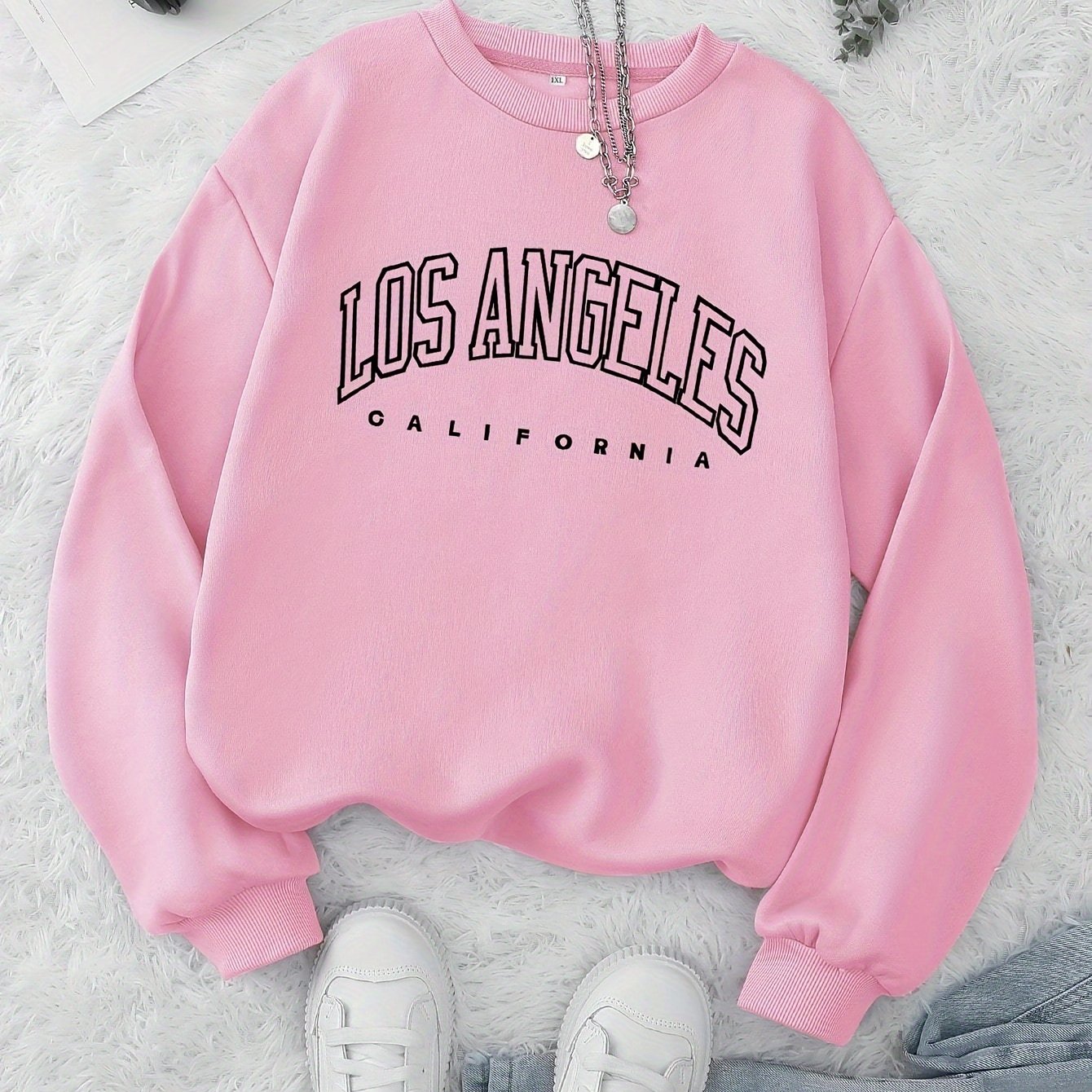 Cozy Letter Print Crew Neck Pullover Sweatshirt - Fashion Sweatshirts for Women - Soft, Casual, Long Sleeve, Fall and Winter Essential, Comfortable Women's Clothing for Everyday Wear