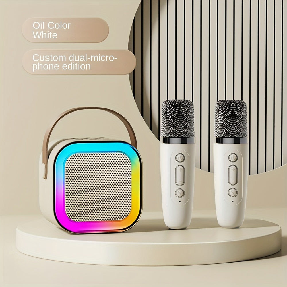 High-Performance Large Capacity Battery Ultra-Long Battery Life Better Sound Quality Colorful Speaker Microphone Integrated Home Karaoke Singing Sound System Dual Microphone Version Family Singing Party Entertainment