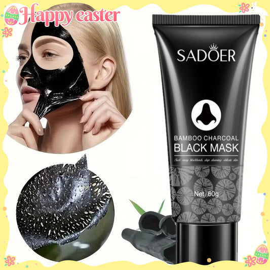SADOER Bamboo Charcoal Black Mask - Hypoallergenic Pore Cleansing Clay Face Mask, Non-Latex, Unscented, Deep Cleansing & Oil Control for All Skin Types, Suitable for Men & Women