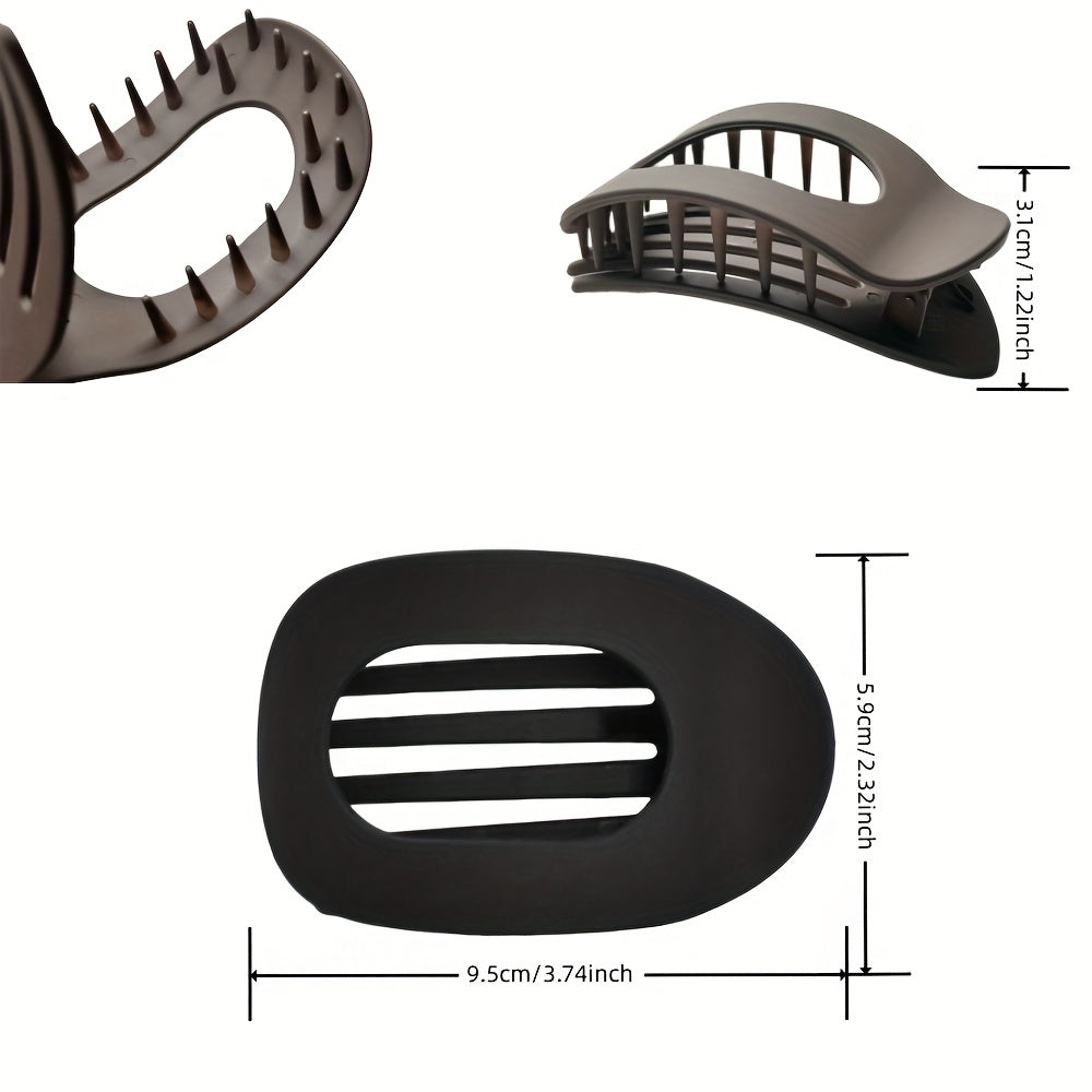 4-Pack Black Duckbill Hair Clips - Strong Grip Flat Round Hair Clips with Ergonomic Curved Design, No-Slip Jaw Clips for Women, Large Hair Clips for Thick/Thin Hair, Everyday & Special Occasions, Secure Hair Grip | Stylish Hair Accessory | Comfortable Hai