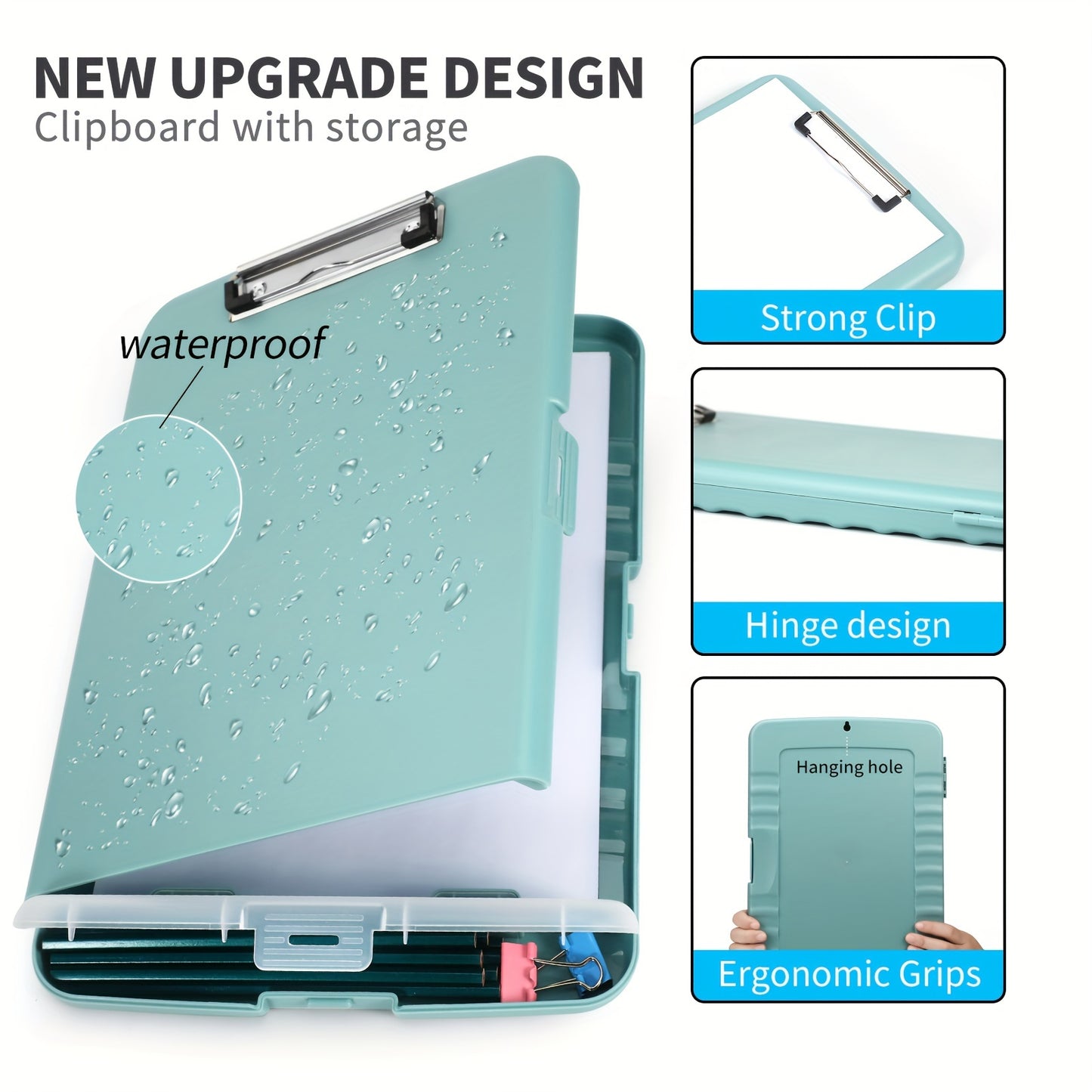 8.5X11 Clipboard with storage, Plastic A4 Clips Board with pen holder to keep your documents organized