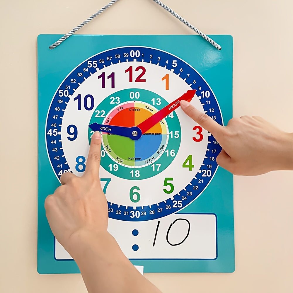 Not Real Clock Dry Erase Teaching Demonstration Clock, Telling Time Teaching Clock for Kids Learning to Tell Time, Easy to Read Learning Clock Educational Toys for Classrooms & Homeschool Supplies