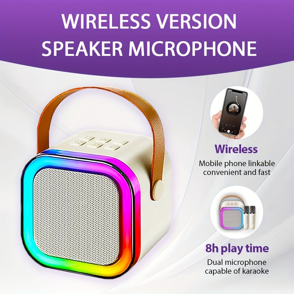 High-Performance Large Capacity Battery Ultra-Long Battery Life Better Sound Quality Colorful Speaker Microphone Integrated Home Karaoke Singing Sound System Dual Microphone Version Family Singing Party Entertainment