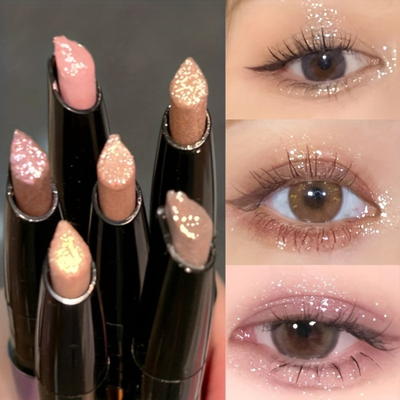 6 colors Sparkling High gloss pen highlighter Stick - Glitter Shimmering Eyeliner Pen for Brightening and Enhancing Eyes For Music Festival