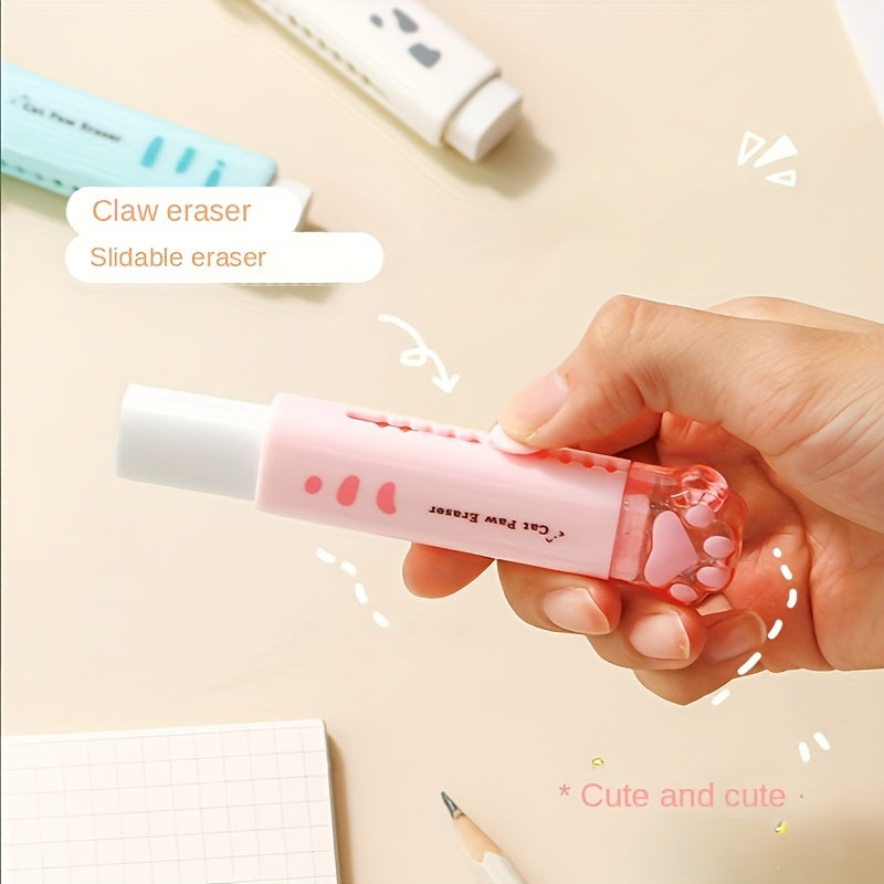 Adorable Cat Paw Retractable Eraser - Conveniently Clean and Traceless, Perfect for Office and School Supplies - Pack of 1