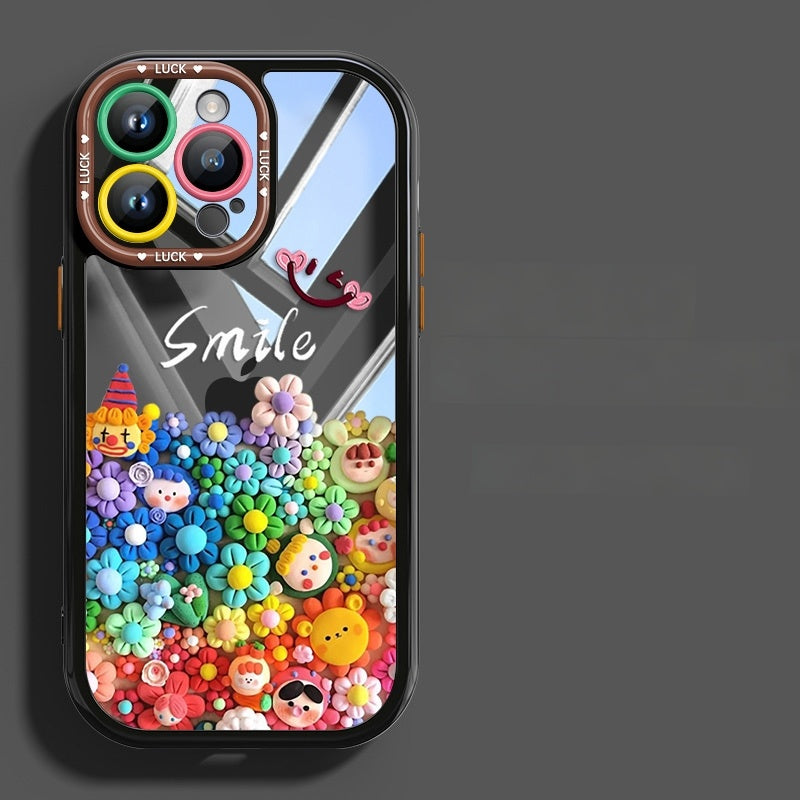 Creative Cute Cartoon Clown Doll Simple Couple with The Same Light Naked Mobile Phone Case, for Iphone 16 Pro Max Mobile Phone Case High-End Quality Mobile Phone Case 15Pro/14Pro/13 Pro/12Pro for Men And Women, Anti-Drop Case Anti- Scratch Phone Case