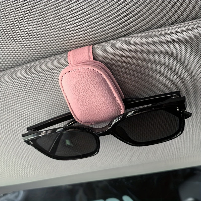 1pc Universal Car Sun Visor Glasses Clip, PVC Material, Auto Eyeglasses Holder, Vehicle Interior Accessories, Eyewear Storage Bracket
