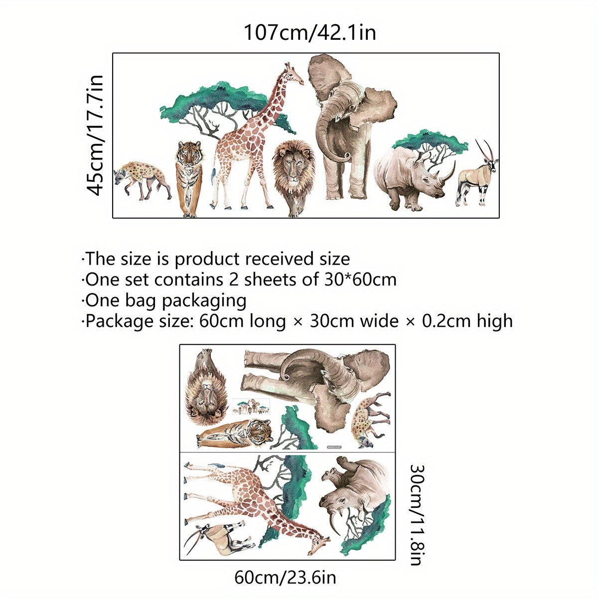 3pcs World Animal Distribution Decoration Map, Bedroom Decoration Wall Stickers