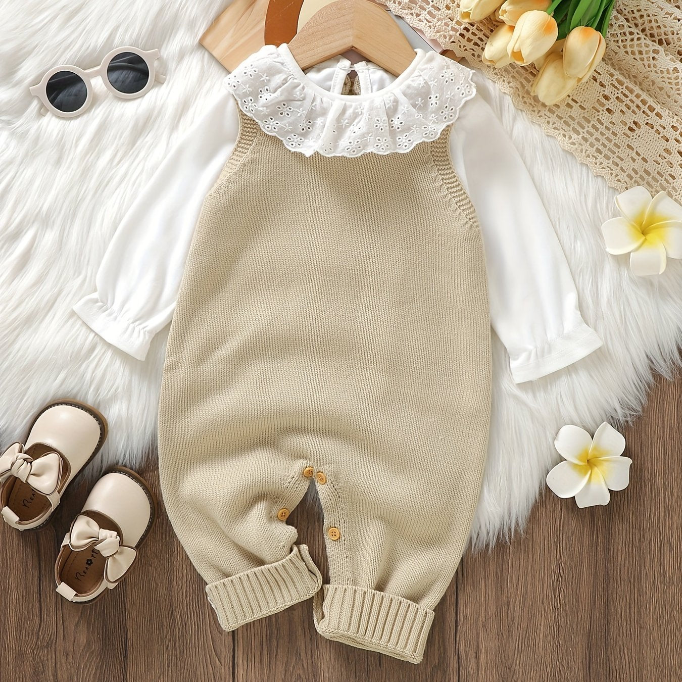 Unisex Bodysuit with Heart Jacquard Detail - Soft 100% Acrylic Square Neck Winter Outfit, Elastic Crotch & Snap Closure, Light Green Adorable Clothing for &, Perfect for Outdoor