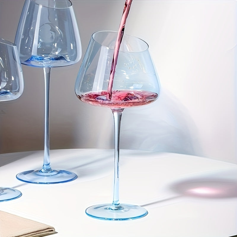 Internet celebrity ins flamingo red wine glass champagne glass oblique mouth household small fresh pink blue crystal glass Bordeaux high foot cup French oblique mouth light luxury style good-looking wine glass sweet wine glass gift box wedding birthday gi