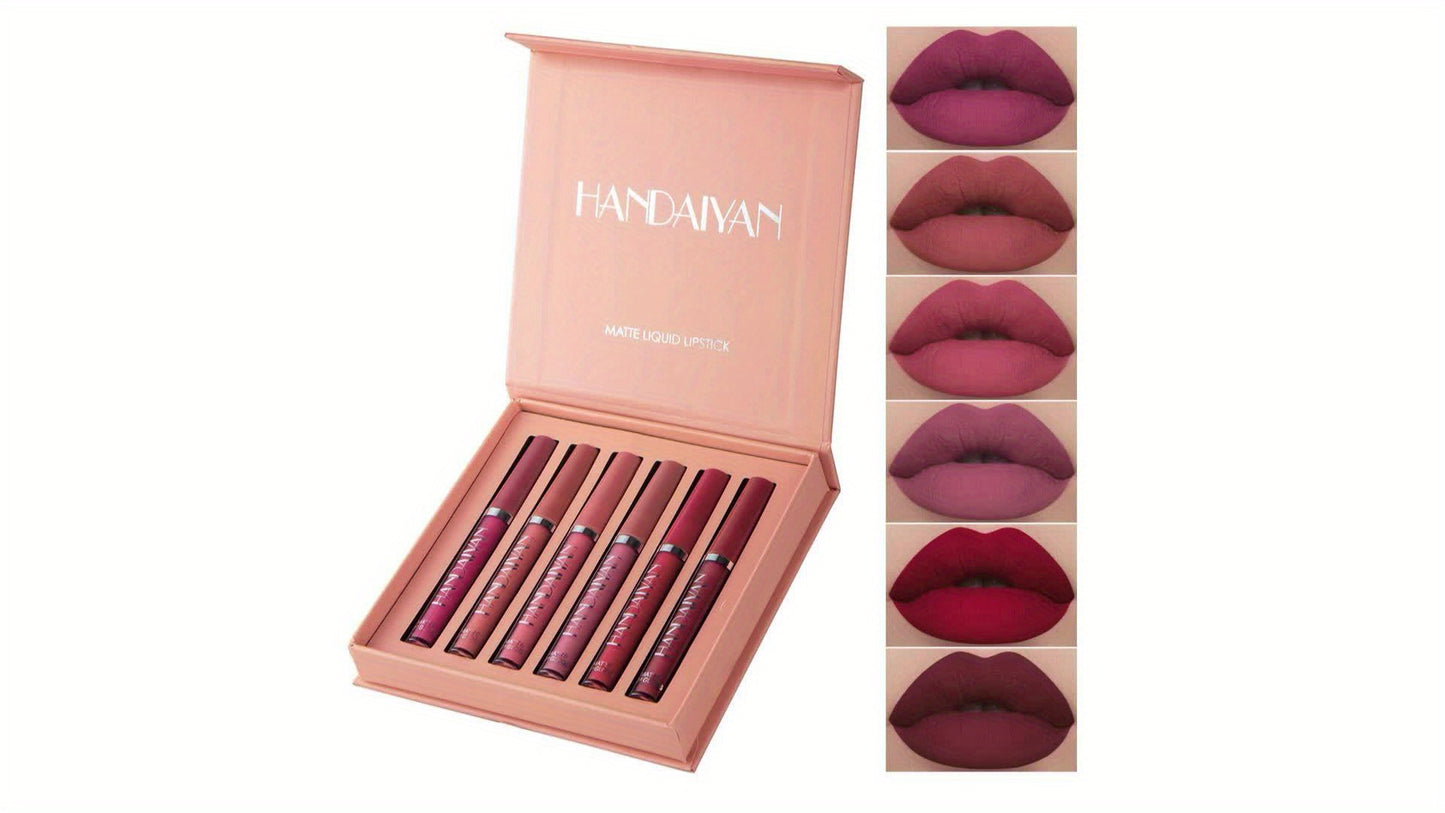 6 Pcs Matte Liquid Lipstick Makeup Set, Matte Liquid Long-Lasting Wear Non-Stick Cup Not Fade Waterproof Lip Gloss