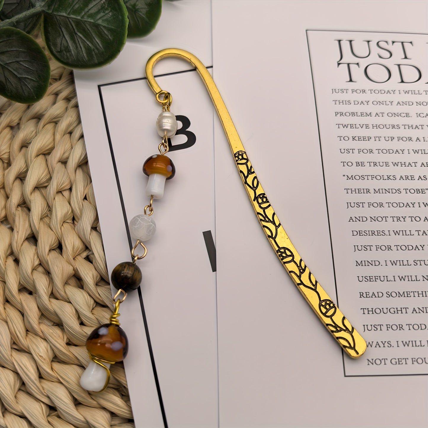 Handcrafted Natural Stone Bookmarks Set - Vintage Mushroom, Sun, Evil Eye Designs | Perfect Gift for Book Lovers & Friends