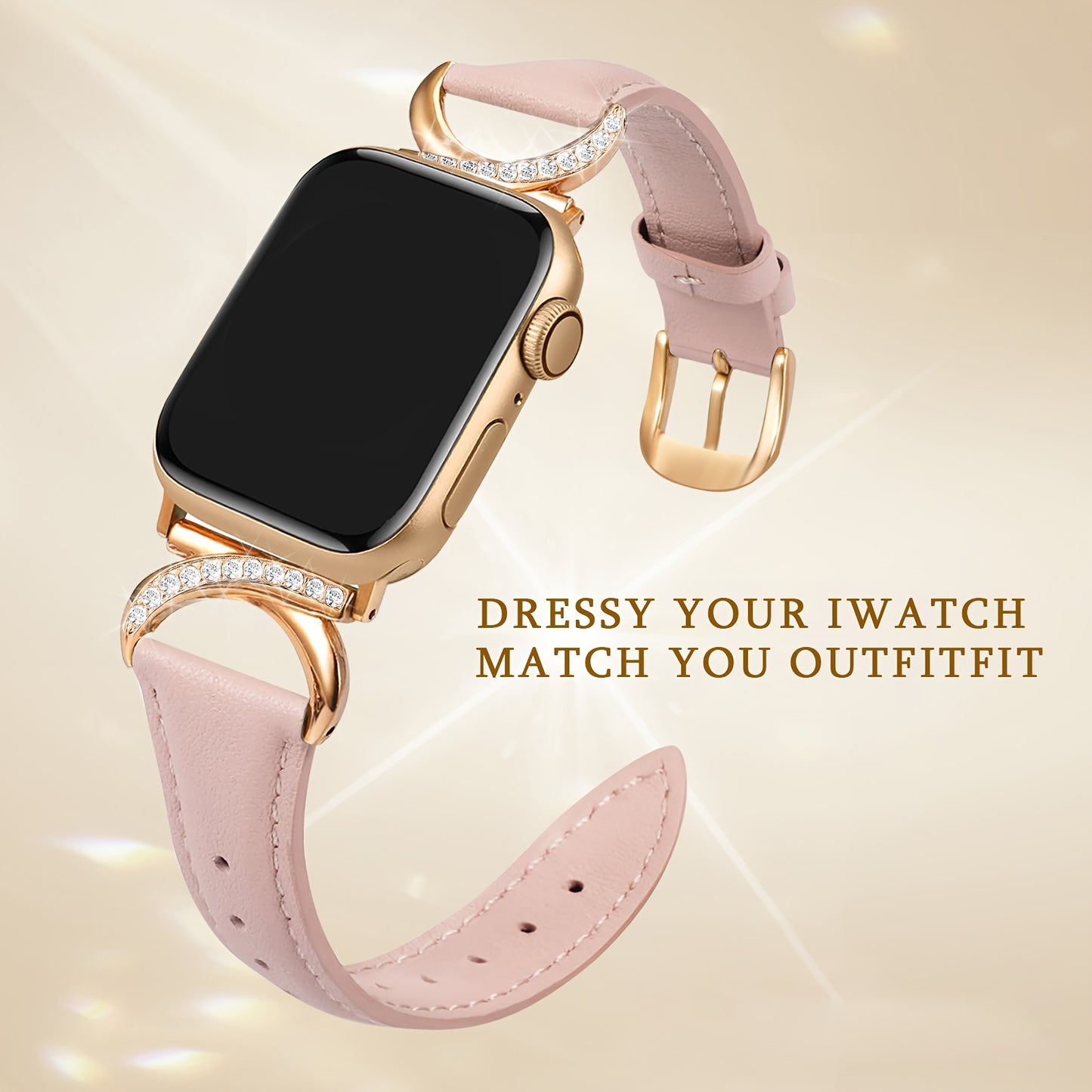 Apple Watch Leather Strap - Ultra-thin Delicate C-shaped Golden Buckle - 41mm 40mm 38mm 42mm 44mm 45mm 46mm 49mm Replacement for Series 10 9 Ultra SE 8 7 6 5 4 3 2 1