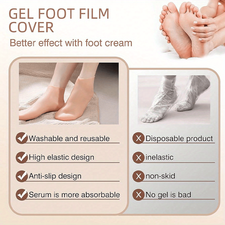 1Pair Silicone Socks for Dry Cracked Feet, Women's Foot Socks for Moisturizing, Cracked Heel