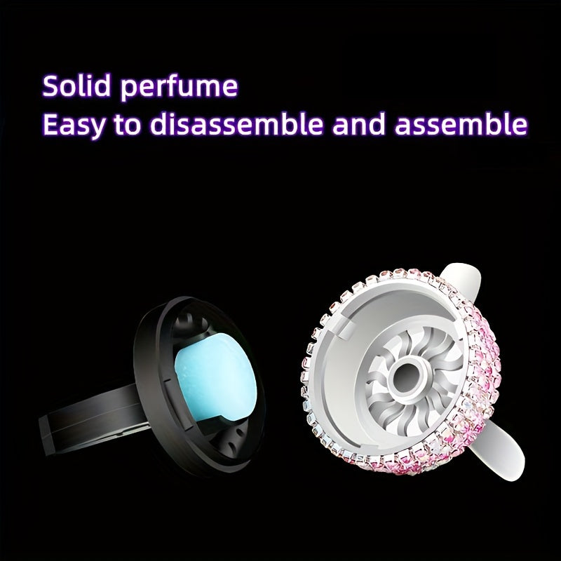 Car Air Vent Solid Perfume, Vehicle Air Freshener, Air Conditioning Fragrance Tablets, Air Force Propeller Perfume, Solid Fragrance Tablets, Rotating Fan Car Interior Decoration, Handmade Rhinestone Fragrance Tablets, Automotive Air Freshener, Interesting