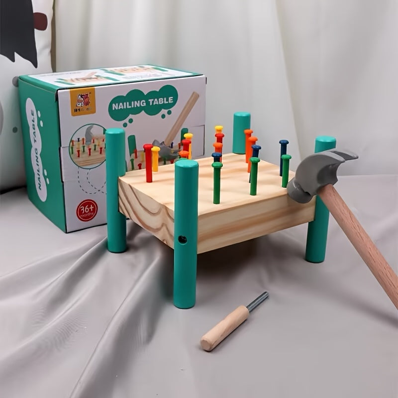 Pounding Table Knocking Toy for Children to Pull Out Nails Color Recognition Hand-Eye Coordination Parent-Child Interactive Intelligence Knocking Toy