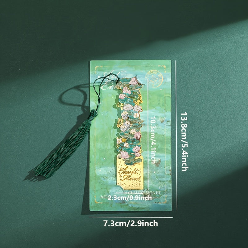 8pcs Metal Vintage Artistic Bookmarks with Long Tassels, Retro Hollow Design for Book Lovers, Students & Office Use