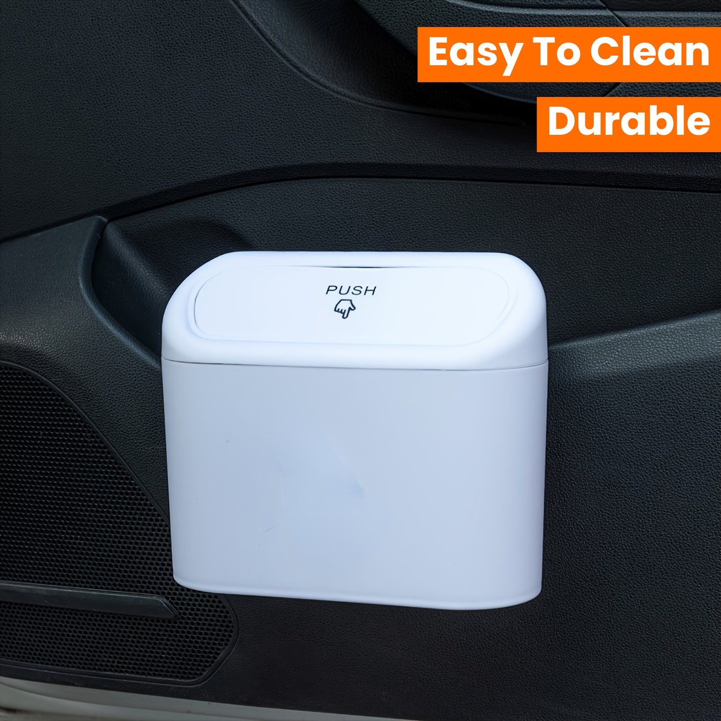 Compact Flip-Top Lid Car Trash Can - Durable, Easy to Clean Garbage Bin for Vehicle Use