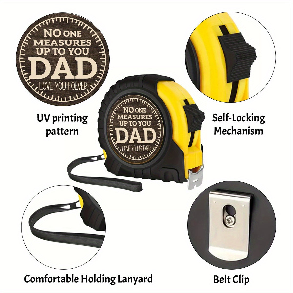 Engraved Measuring Tape for Dad - "No One Measures Up to You, Dad" - Durable Steel with Toggle Lock, Heartfelt Gift for Father'S Day, Birthday, Christmas - Artisan Carpenter Tools, Father'S Day Gift|Personalized Gift|Durable Steel Measuring Tape, Measurin