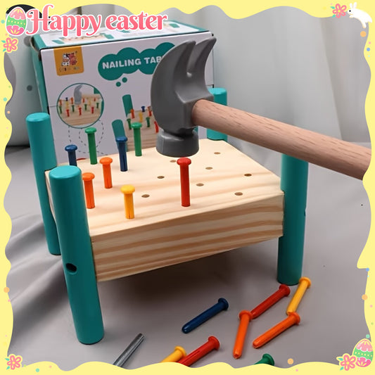 Pounding Table Knocking Toy for Children to Pull Out Nails Color Recognition Hand-Eye Coordination Parent-Child Interactive Intelligence Knocking Toy