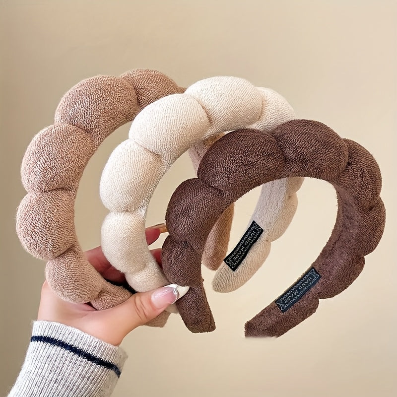 3pcs/1pc Women's Plush Hair Band Love Bear White, Black, Khaki Headband, Fashionable Multi-functional High-end Elegant Simple Solid Color Hair Tie Headwear, Suitable for Daily Outing, Leisure, Party, Commuting, Vacation, Ponytail, Hair Tie, Washing Face,