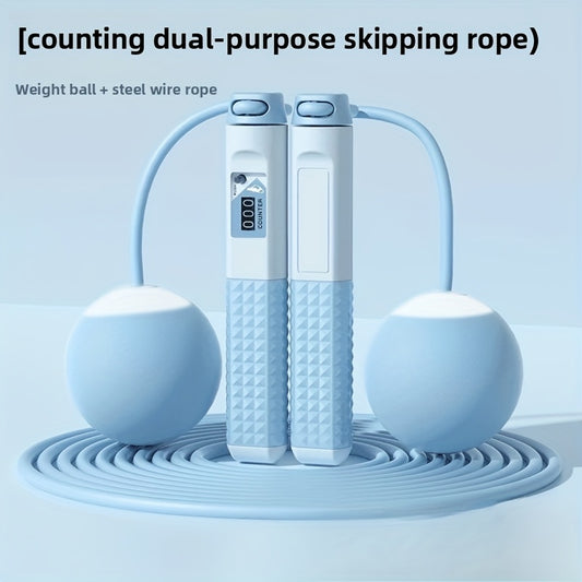 Heavy Jump Rope with Gravity Ball for Intensive Burning and Weight Loss - Counting Feature Included, Pink/Blue/Black, Silicone Material, Perfect for Fitness and Exercise, Recommended for Ages 14+