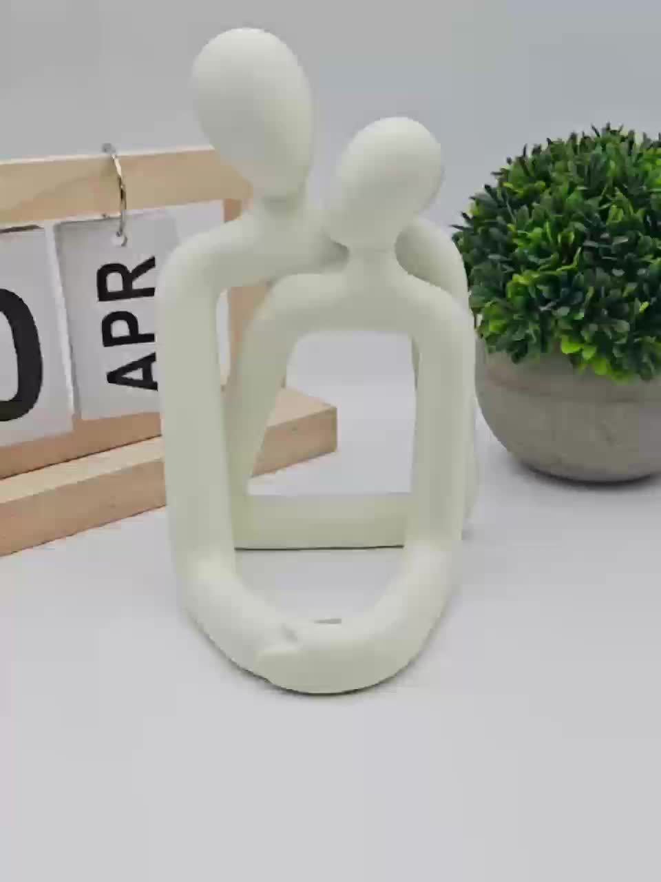 Romantic Embrace Statue - Exquisite Modern Resin Art Sculpture for Home & Office Decor, Featuring Intricate Details, Perfect for Living Room, Bedroom, and Desk, Ideal Anniversary or Valentine's Gift, Elevating Room Ambiance with Timeless Elegance