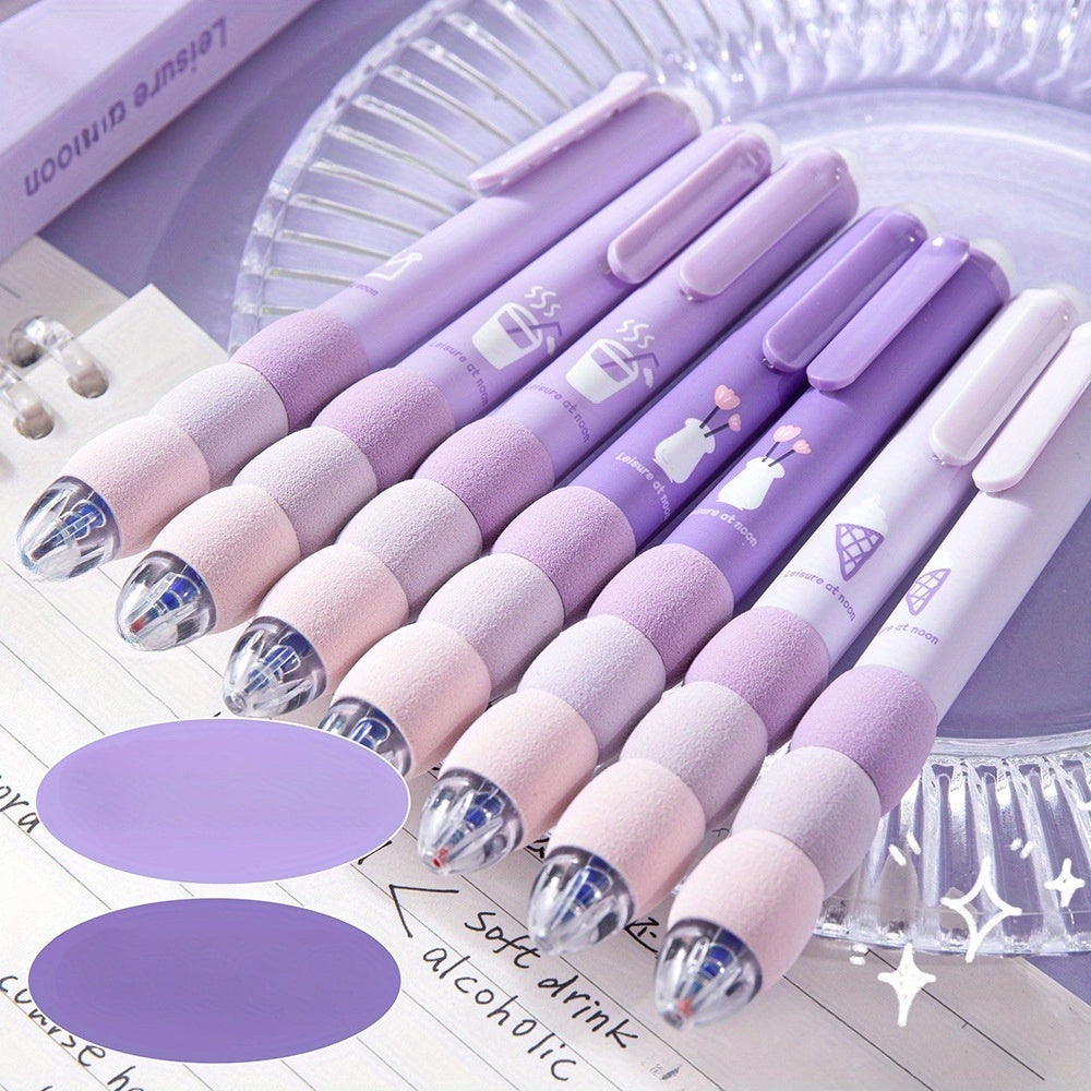 4pcs Erasable Gel Ink Pens, Cartoon Cute Gel Pens, Aesthetic Retractable Pens Soft Grip Pen, 0.5mm Blue Ink Pen Fine Point Pens, Kawaii Stationery Pens Office School Pens Supplies for Girls