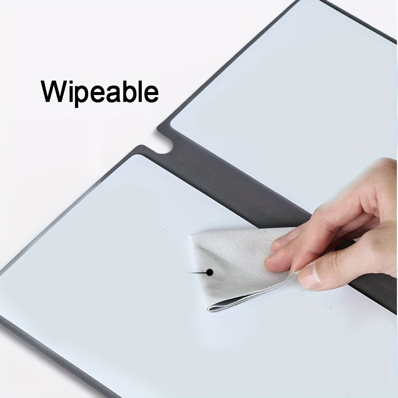 A5 Reusable Whiteboard Notebook with Faux Leather Cover - Portable Weekly Planner, Math Formulae & Illustrations Erase Cleanly, Includes Pen & Cloth, Ideal for Office & School, Notebooks for School