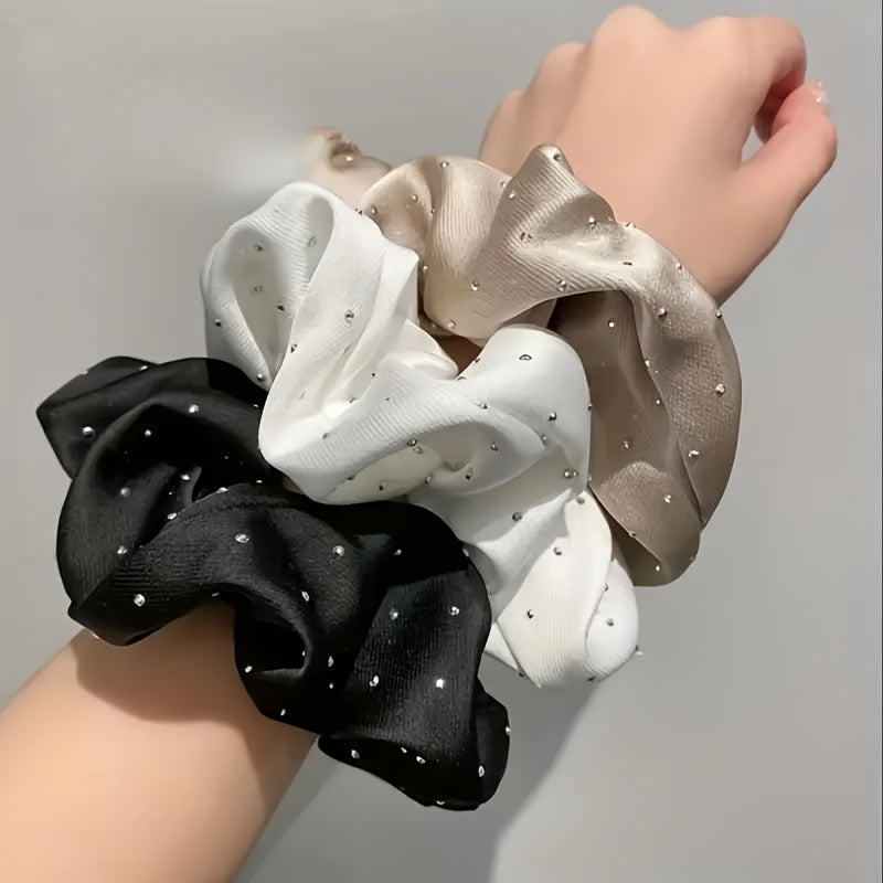 3pcs Elegant Women's Hair Tie Set, Stylish Rhinestone Headbands with Embellished Fabric Straps, Perfect for Ladies and s, Ideal Wedding and Party Gift