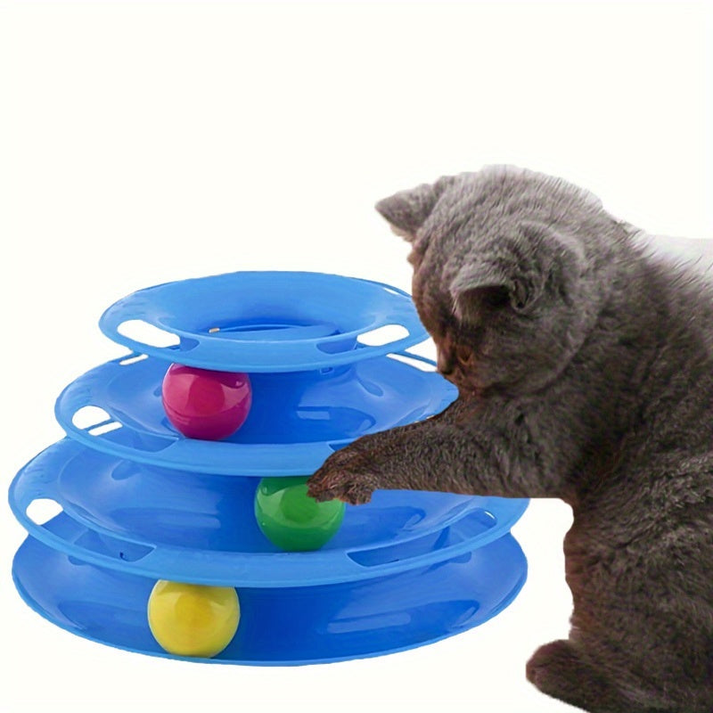 Interactive 3-Tier Rotating Cat Toy Ball - Durable Plastic, No Batteries Needed, Ideal for Large Breeds, Engaging Pet Play, Kitten Teasing Play Toy|Interactive Play|Durable Plastic Ball