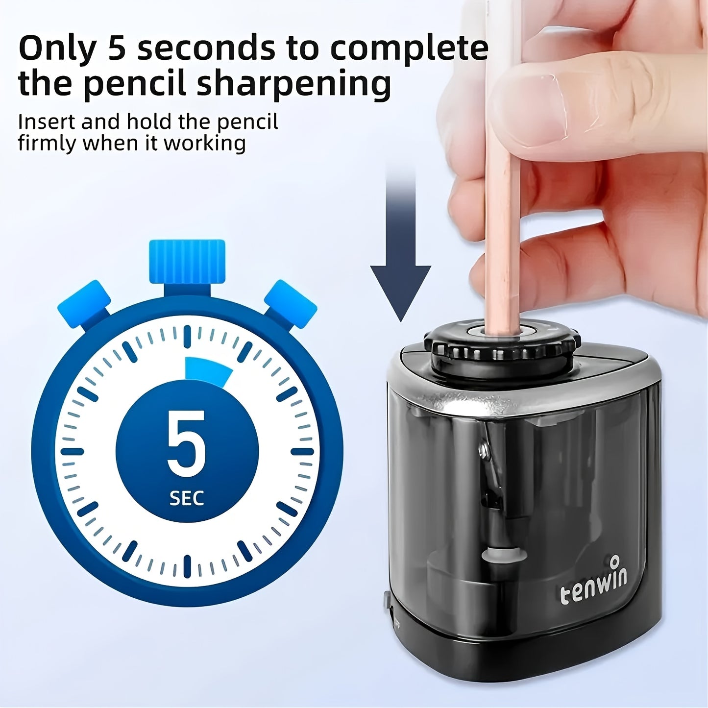 1pc automatic electric pencil sharpener, sharpens quickly within seconds, stops automatically and prevents lead breakage, durable, black, office desk stationery tool
