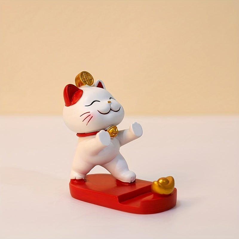 Cute Cartoon Cat Mobile Phone Tablet Holder - 1pc, Office Desk Ornament, Suitable for Mobile Phones and Tablets