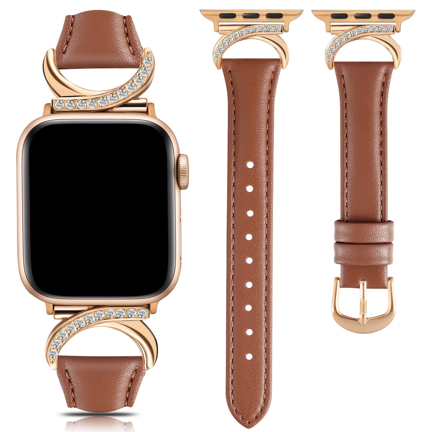 Apple Watch Leather Strap - Ultra-thin Delicate C-shaped Golden Buckle - 41mm 40mm 38mm 42mm 44mm 45mm 46mm 49mm Replacement for Series 10 9 Ultra SE 8 7 6 5 4 3 2 1