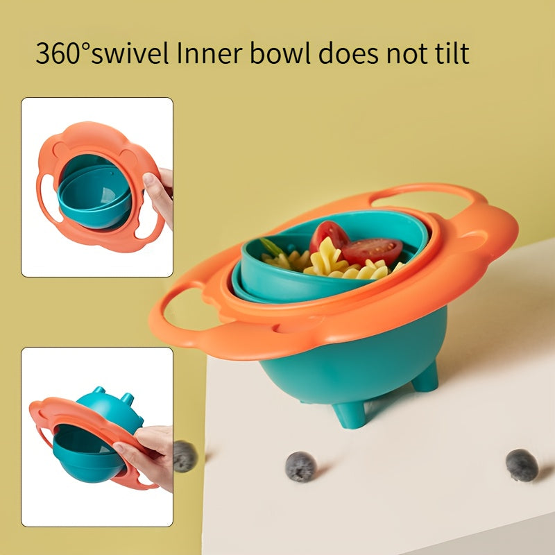 360-Degree Rotating Bowl - Spill-Proof, Anti-Scald Feeding Dish with Lid & Handles - Perfect for Youngsters & Youngsters - Ideal Christmas or Halloween Gift