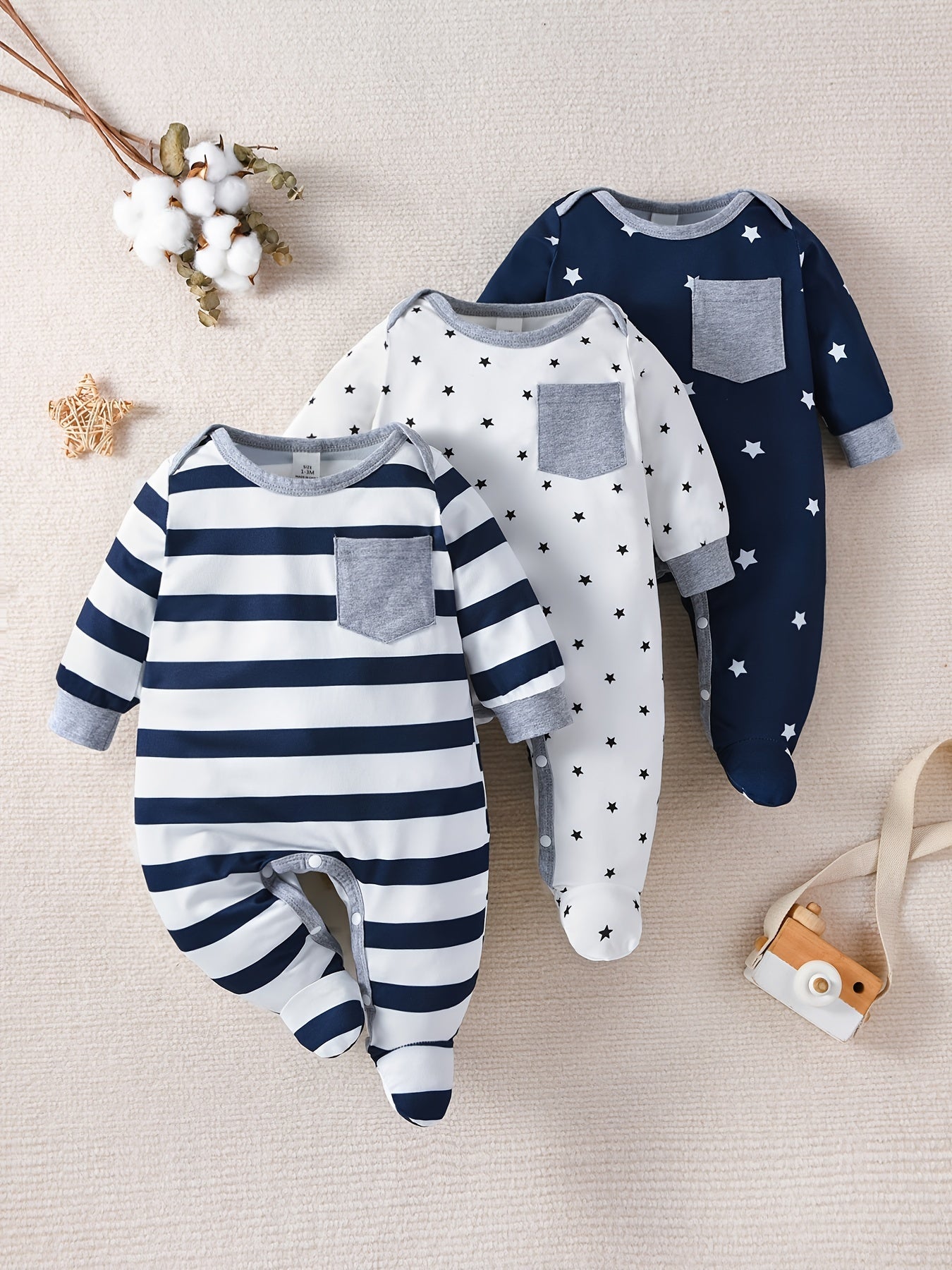 Newborn Multi-Piece Footed Romper Set, Perfect for Outdoor