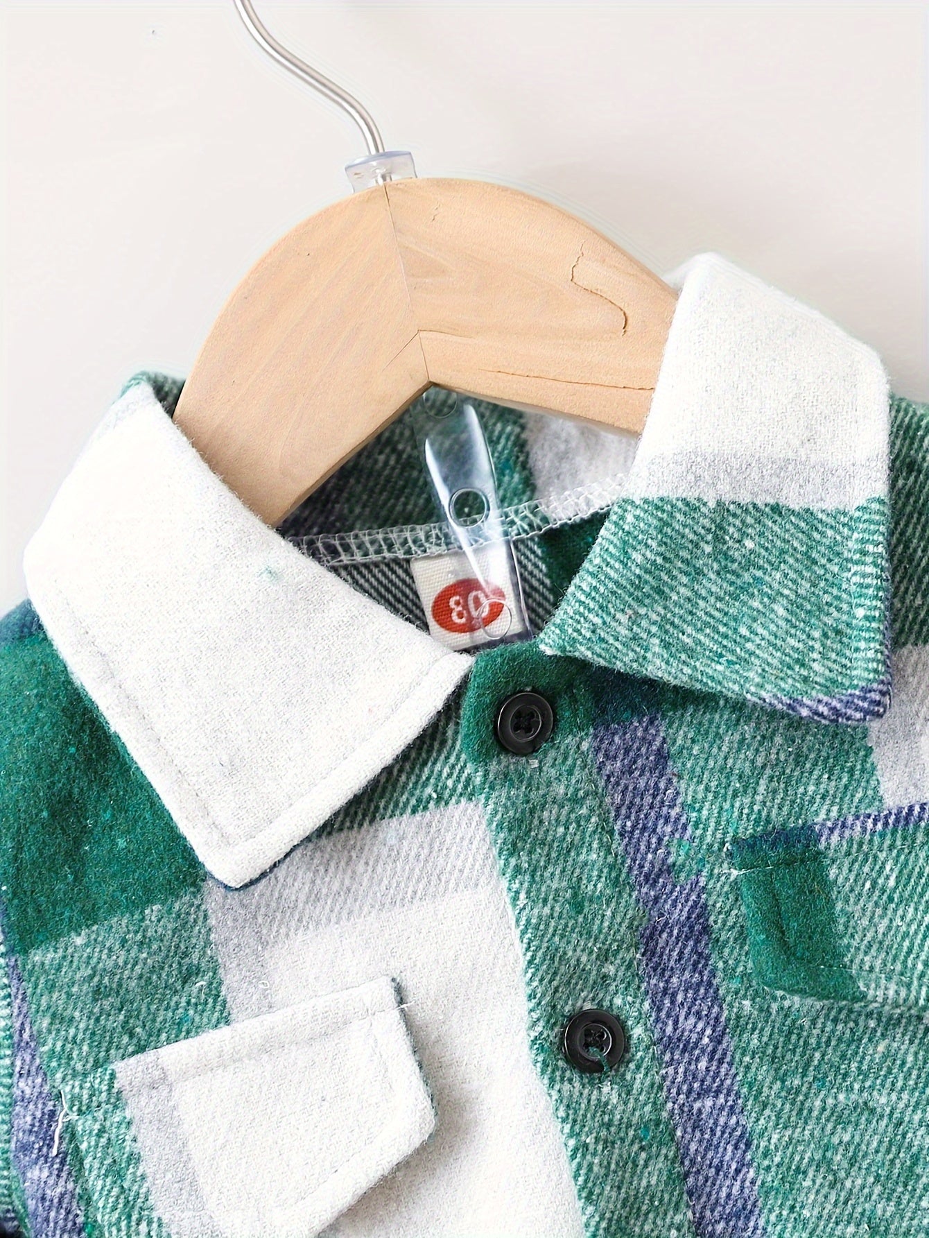 Baby Boys Stylish Lapel Plaid Coat Solid Color Trousers 2pcs Cotton Outdoor Set For Autumn And Winter Without T-shirt