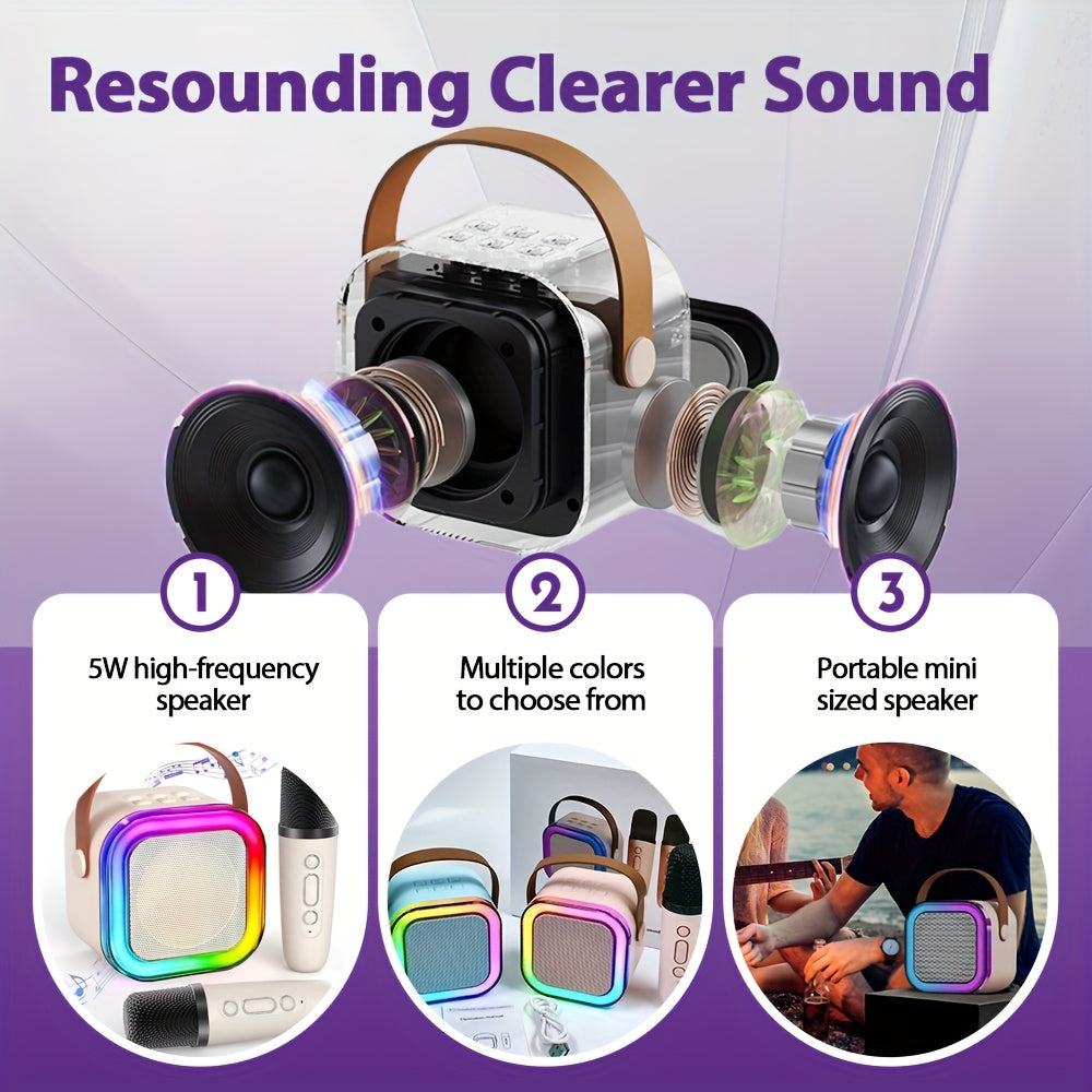 High-Performance Large Capacity Battery Ultra-Long Battery Life Better Sound Quality Colorful Speaker Microphone Integrated Home Karaoke Singing Sound System Dual Microphone Version Family Singing Party Entertainment